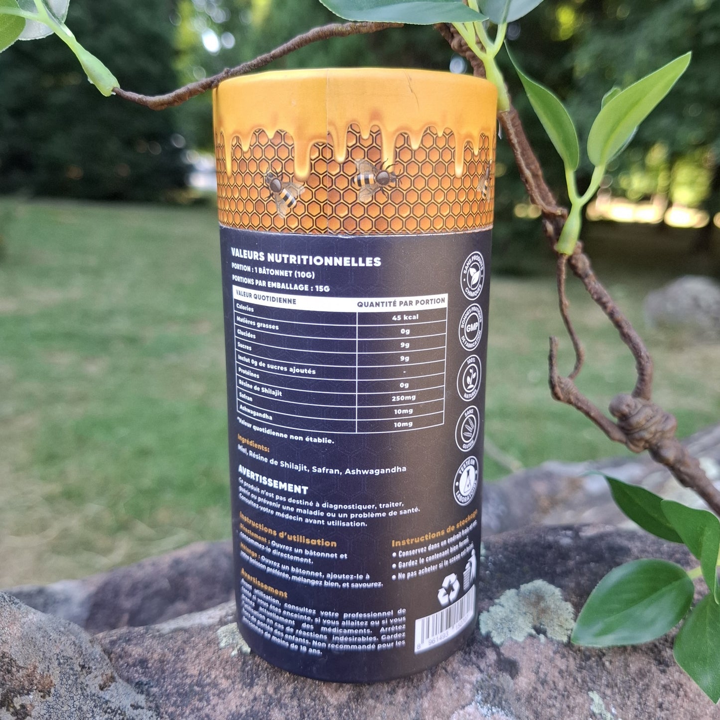 MontShilajit - Sticks de Miel Shilajit à la Résine Naturelle et Botaniques (15 unités)