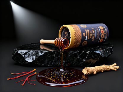 Miel Shilajit Stick Booster avec Safran & Ashwagandha - Testé en Laboratoire, 100% Naturel, par MontOrigin