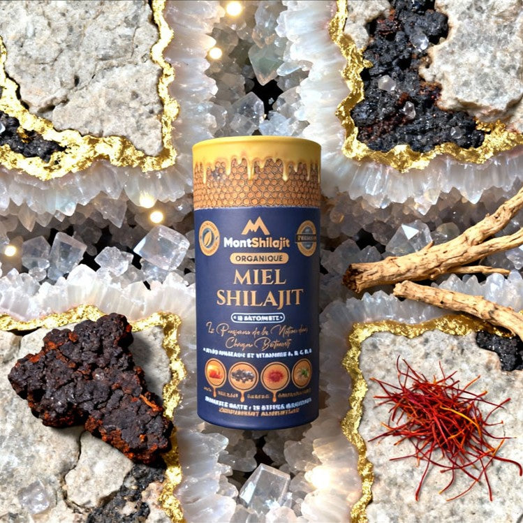 MontShilajit - Sticks de Miel Shilajit à la Résine Naturelle et Botaniques (15 unités)
