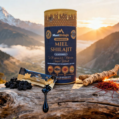 MontShilajit - Sticks de Miel Shilajit à la Résine Naturelle et Botaniques (15 unités)