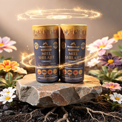 Miel Shilajit Stick Booster avec Safran & Ashwagandha - Testé en Laboratoire, 100% Naturel, par MontOrigin