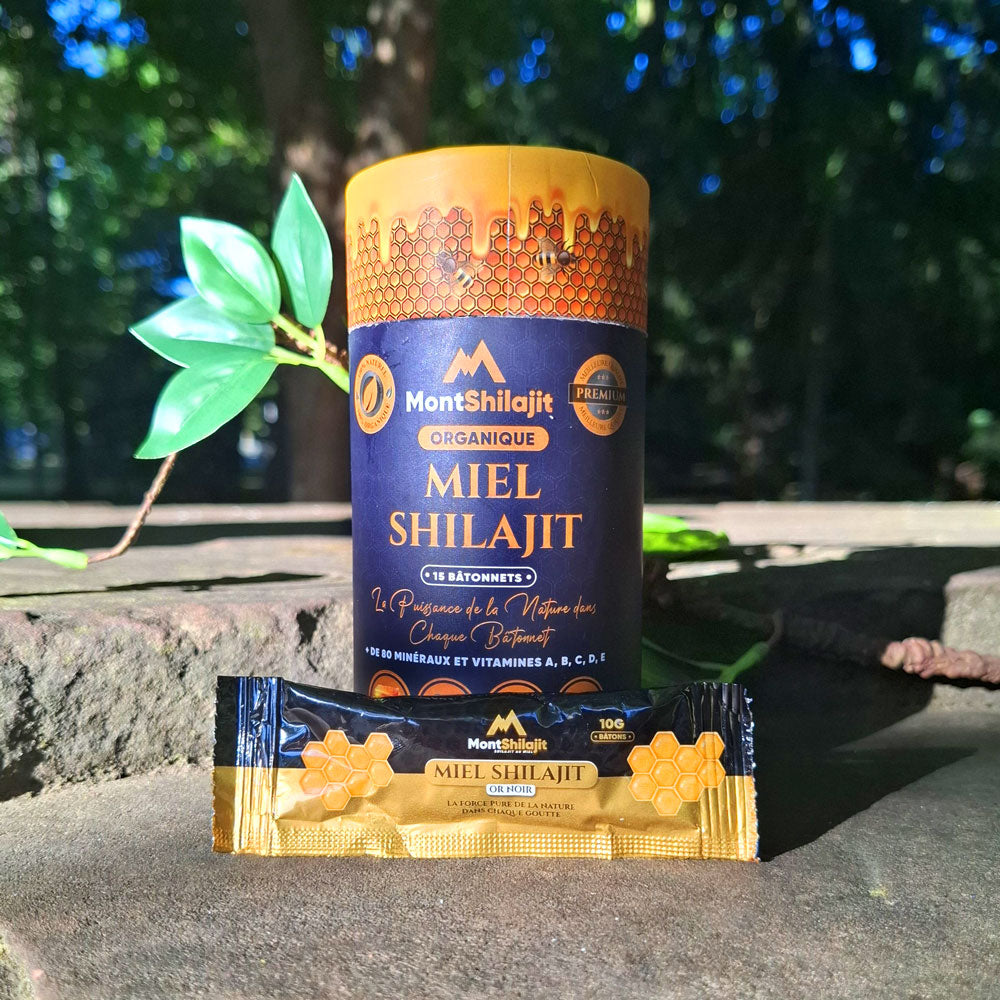 MontShilajit - Sticks de Miel Shilajit à la Résine Naturelle et Botaniques (15 unités)